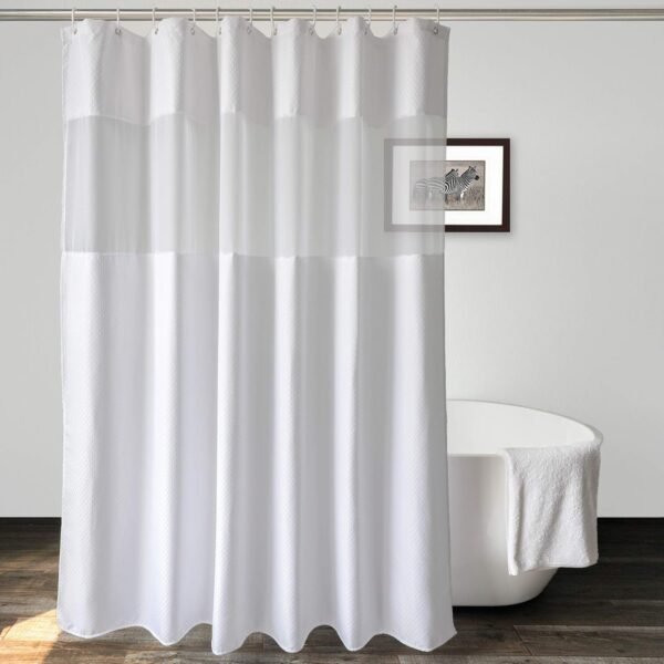 UFRIDAY Cortina de chuveiro de tecido Waffle Weave com...
