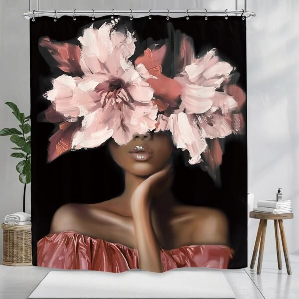 Kalmico Cortina de chuveiro afro-americana 152 cm L x 182 cm... - Imagem 4