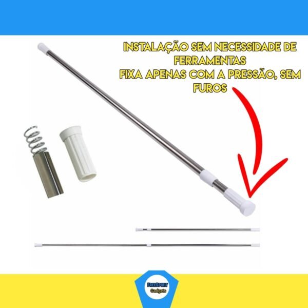 Varão Para Box 110 A 200cm Porta Com Cortina Bastão Banheiro... - Imagem 3