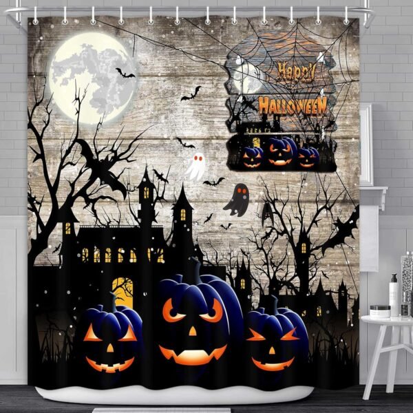 JAWO Conjunto de cortina de chuveiro de Halloween, fantasma,... - Imagem 3
