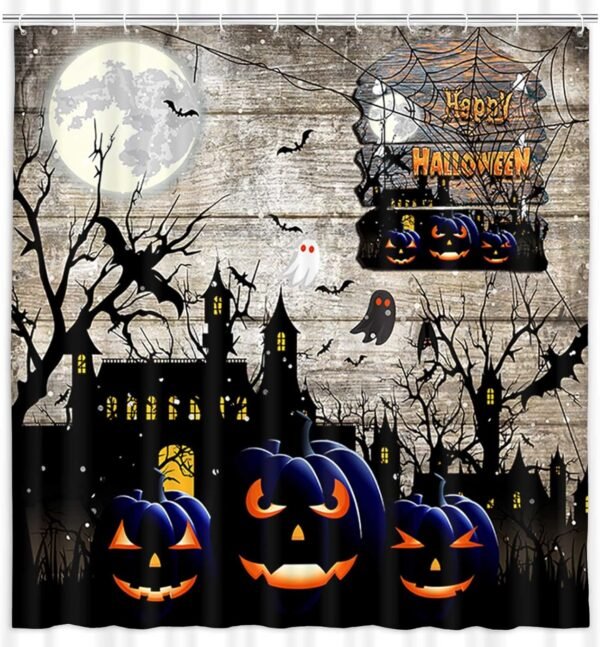 JAWO Conjunto de cortina de chuveiro de Halloween, fantasma,... - Imagem 8