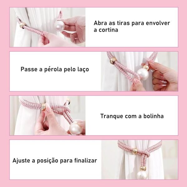 Amarrações para Cortinas, 2pcs Apoios de Cortina Ajustáveis... - Imagem 4