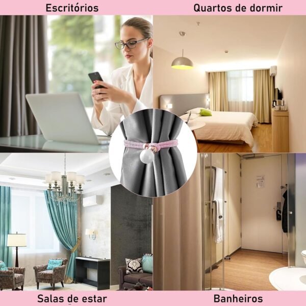 Amarrações para Cortinas, 2pcs Apoios de Cortina Ajustáveis... - Imagem 6
