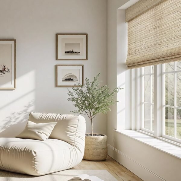 HOMEIDEAS Persianas romanas 100% naturais sem fio com filtro... - Imagem 2
