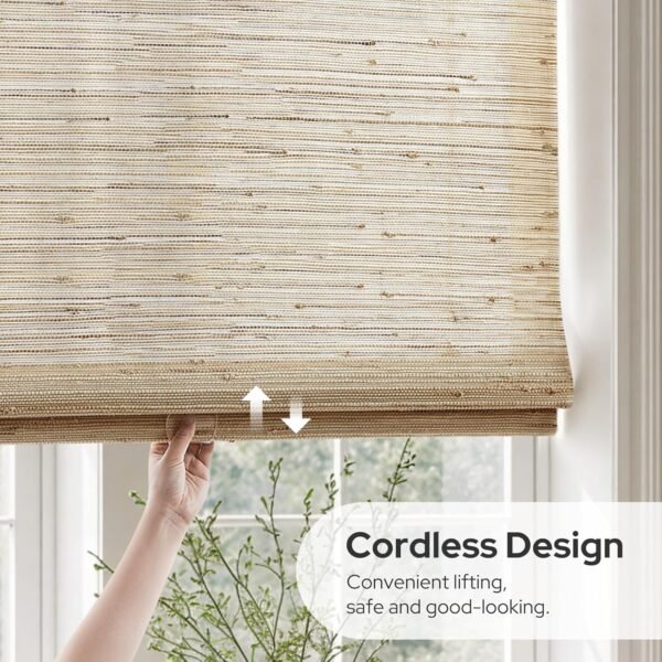 HOMEIDEAS Persianas romanas 100% naturais sem fio com filtro... - Imagem 4