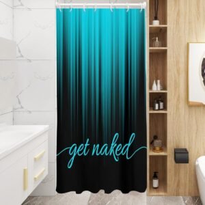 AAtter Cortina de chuveiro azul-petróleo e preta Get Naked...
