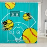 Feelyou Conjunto de cortina de chuveiro de softball, 183 x...