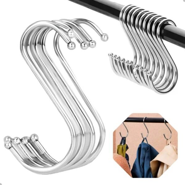 Ganchos em "S", AÇO INOX, 10cm, Kit com 10 Unidades,...