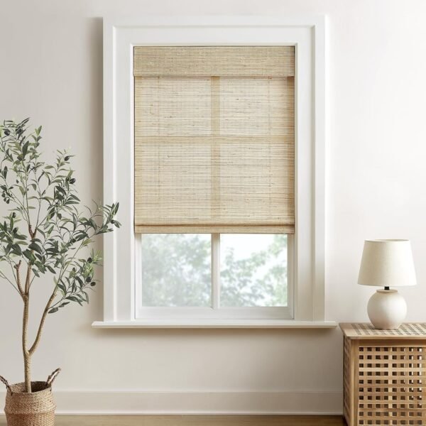 HOMEIDEAS Persianas romanas 100% naturais sem fio com filtro...