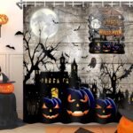 JAWO Conjunto de cortina de chuveiro de Halloween, fantasma,...