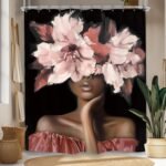 Kalmico Cortina de chuveiro afro-americana 152 cm L x 182 cm...