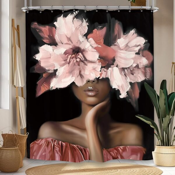Kalmico Cortina de chuveiro afro-americana 152 cm L x 182 cm...