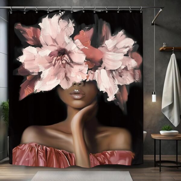 Kalmico Cortina de chuveiro afro-americana 152 cm L x 182 cm... - Imagem 2