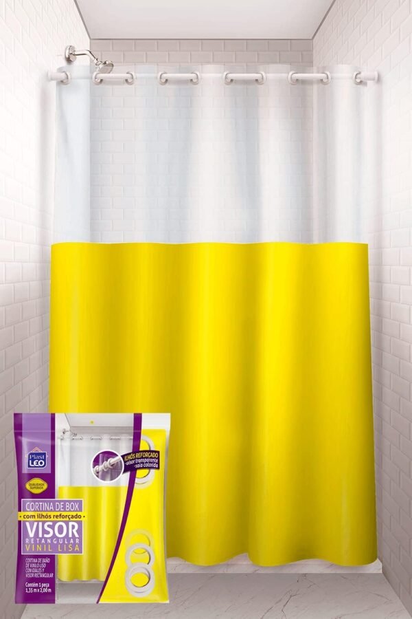 Cortina para Box Amarelo com Ilhós Visor Cristal... - Imagem 2