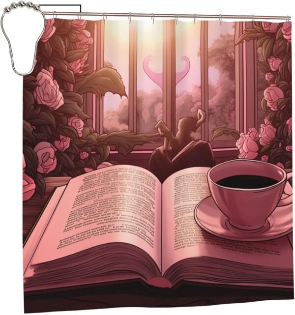 Dwrepo Sunshine Coffee and Books Cortina de chuveiro... - Imagem 2