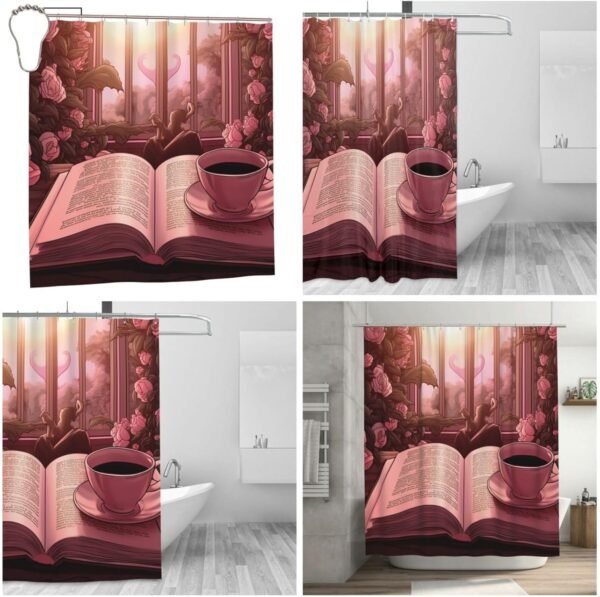 Dwrepo Sunshine Coffee and Books Cortina de chuveiro... - Imagem 7