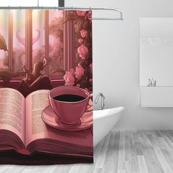 Dwrepo Sunshine Coffee and Books Cortina de chuveiro... - Imagem 8