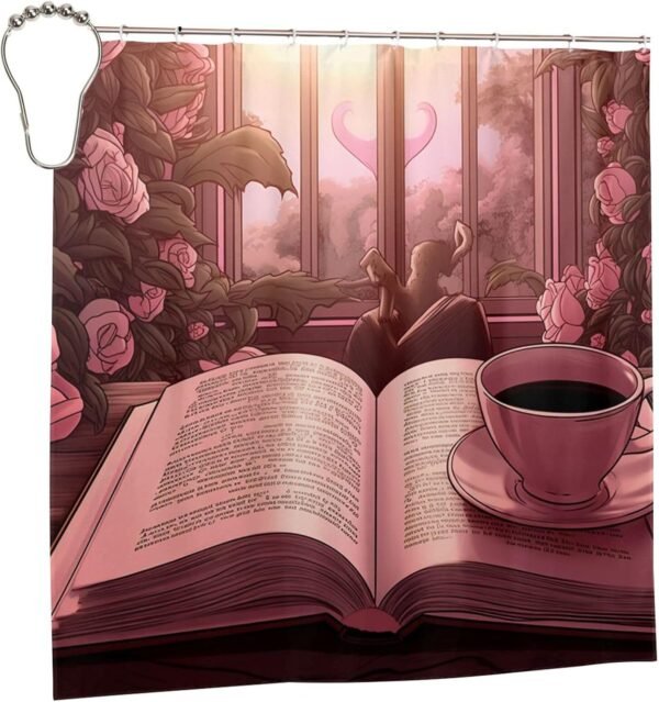 Dwrepo Sunshine Coffee and Books Cortina de chuveiro... - Imagem 9