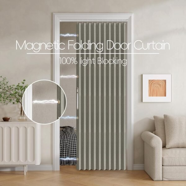 Jilron Cortina de porta dobrável 100% de tecido blackout com... - Imagem 2