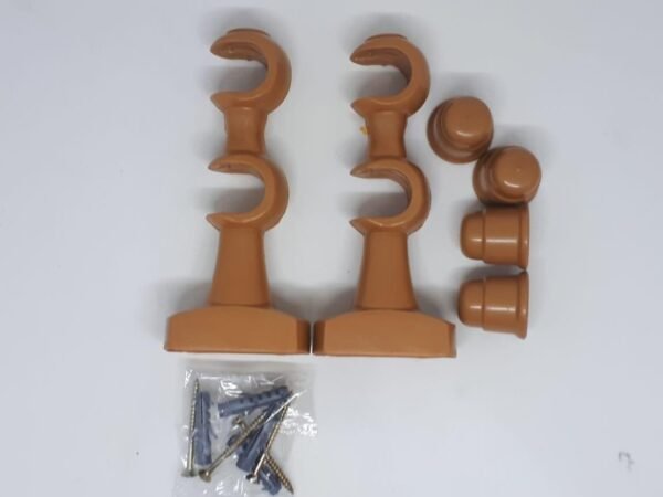 Kit 2 Suporte Cortina Duplo para Varão 19/19 mm Cerejeira - Imagem 2