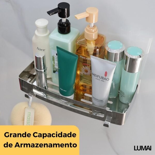 LUMAI Suporte Porta-Shampoo e Sabonete de Canto Retangular e... - Imagem 3