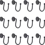 Anéis de chuveiro de metal preto, 12 peças - ganchos de...
