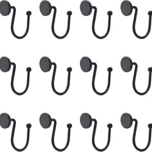 Anéis de chuveiro de metal preto, 12 peças - ganchos de...
