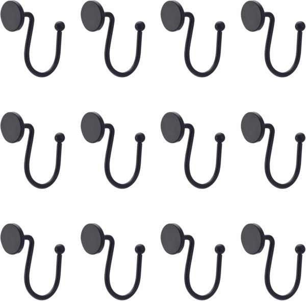 Anéis de chuveiro de metal preto, 12 peças - ganchos de...