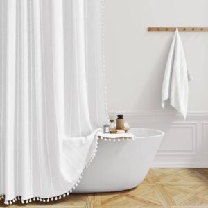 BTTN Cortina de chuveiro Stall Fabric – 137 x 182 cm Boho...
