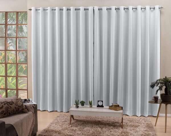 Cortina Branco Gelo 4,00x2,30 Blackout Tecido Corta Luz 100%