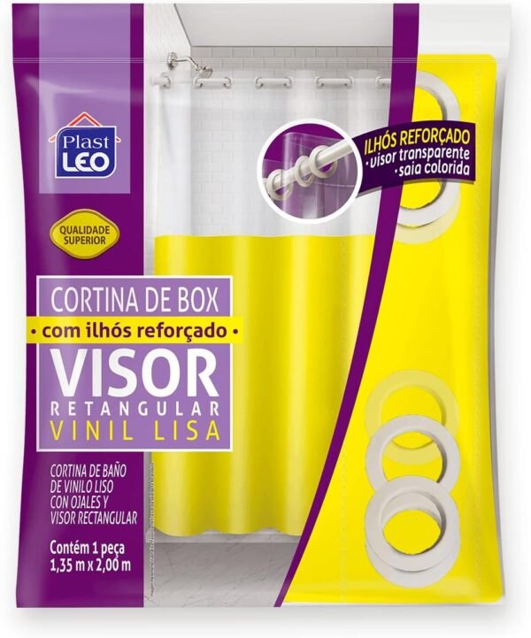 Cortina para Box Amarelo com Ilhós Visor Cristal...