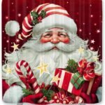 JAWO Cortinas de chuveiro de Natal para banheiro, Feliz...