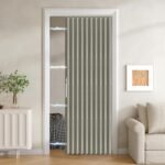 Jilron Cortina de porta dobrável 100% de tecido blackout com...