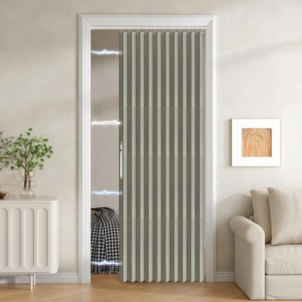 Jilron Cortina de porta dobrável 100% de tecido blackout com...