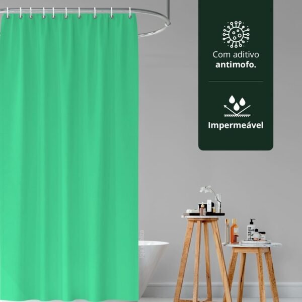 1 Cortina Box Banheiro PVC Grossa Antimofo Ilhós Vd 140x200 - Imagem 2