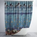 Cortina Box Banheiro Grossa 198x180cm com Ganchos (Golfinho)