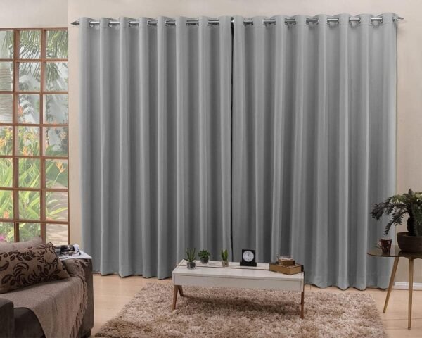 Cortina Cinza 3,00x2,30 Blackout Tecido Corta Luz 100%