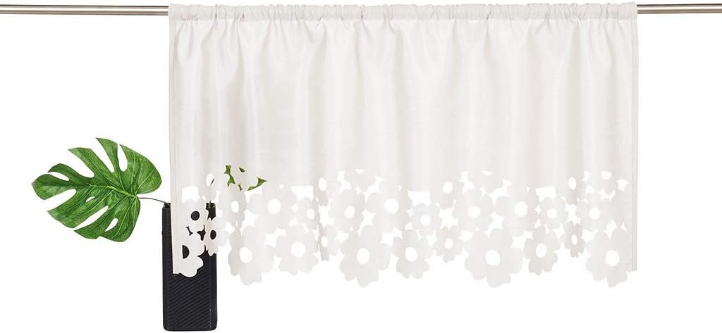 SIMPVALE Cortina curta de voile transparente com design...