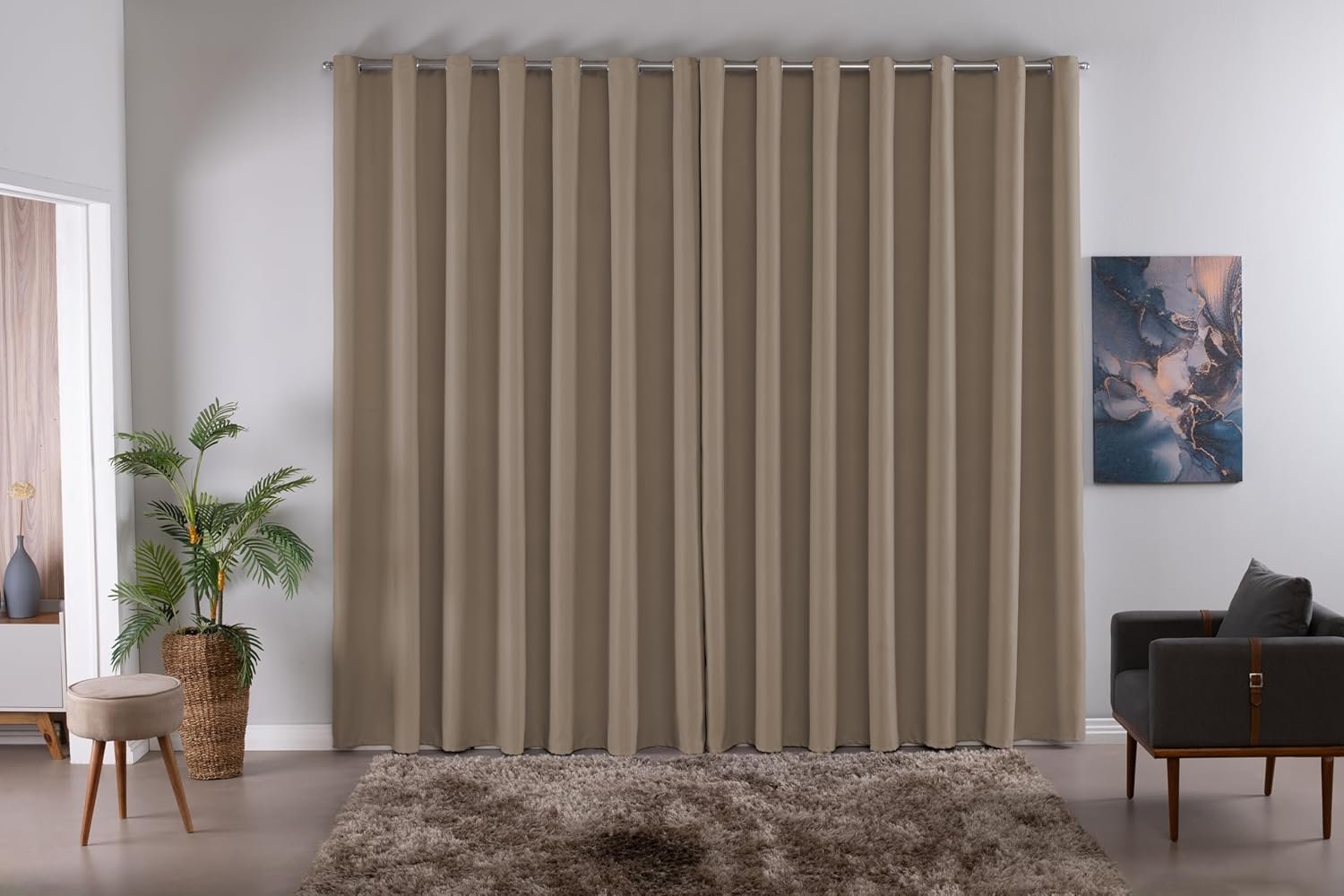 Cortina Blackout Tecido Com Ilhos Cromado Para Sala - Quarto... - Imagem 2