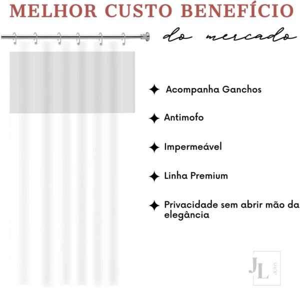 Cortina para Box de Banheiro em PVC com Visor 1,38m x 1,98m... - Imagem 3