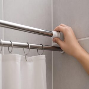 Barra Cortina Banheiro Ajustável 70-120cm Branca Sem Furar...
