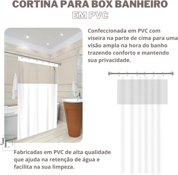 Cortina para Box de Banheiro em PVC com Visor 1,38m x 1,98m... - Imagem 2