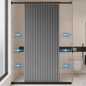 Jerlwuay Cortina de chuveiro dobrável à prova d'água,...