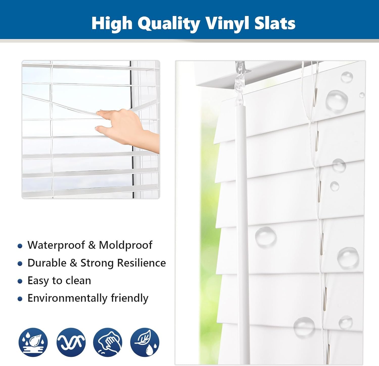 Grandekor Persianas de madeira sintética sem fio, persianas... - Imagem 6