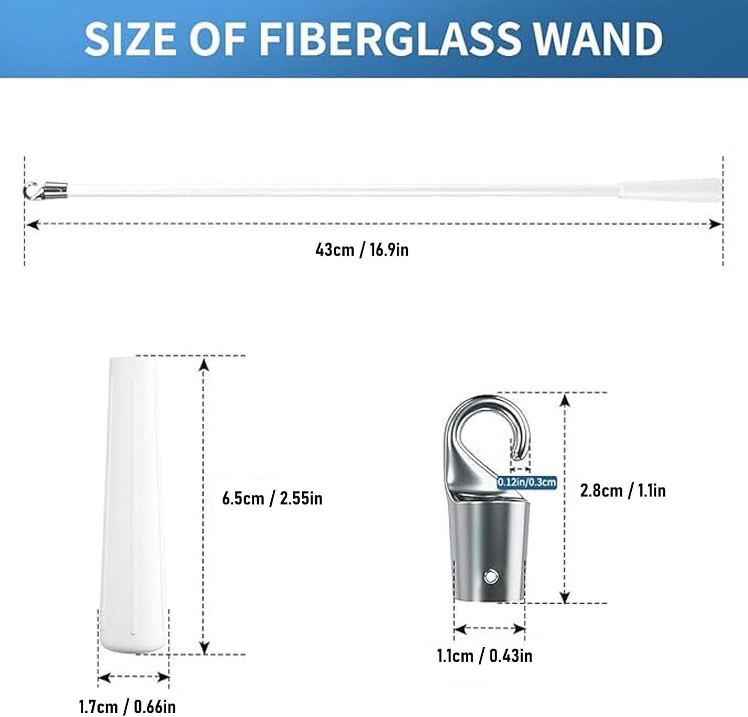 AUNMAS 2pcs White Blind Wands Substituição As Persianas... - Imagem 2