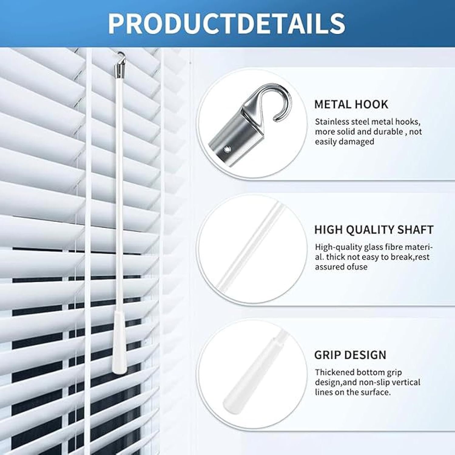 AUNMAS 2pcs White Blind Wands Substituição As Persianas... - Imagem 3