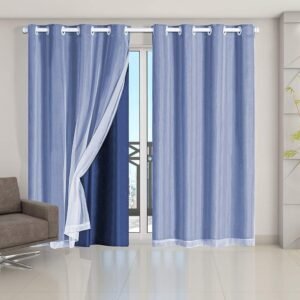 Cortina Blackout PVC com Tecido Voil 4,20 m x 2,50 m Azul...
