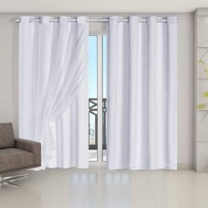 Cortina Blackout PVC com Tecido Voil 4,20 m x 2,50 m Branco
