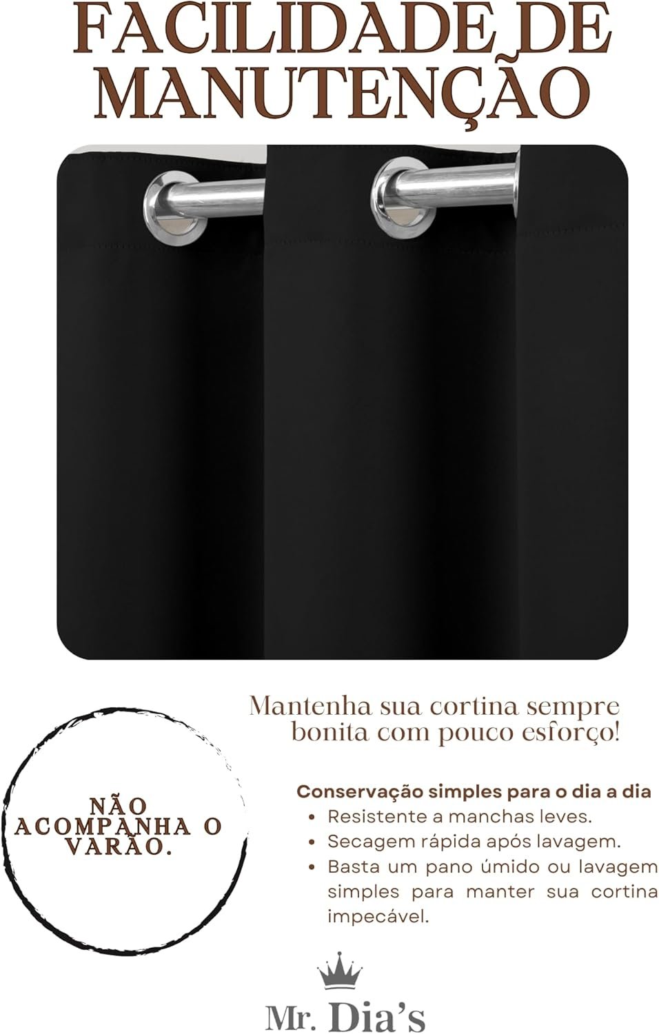 Cortina Blackout Térmica Vários Tamanhos com Ilhós Cromado |... - Imagem 4