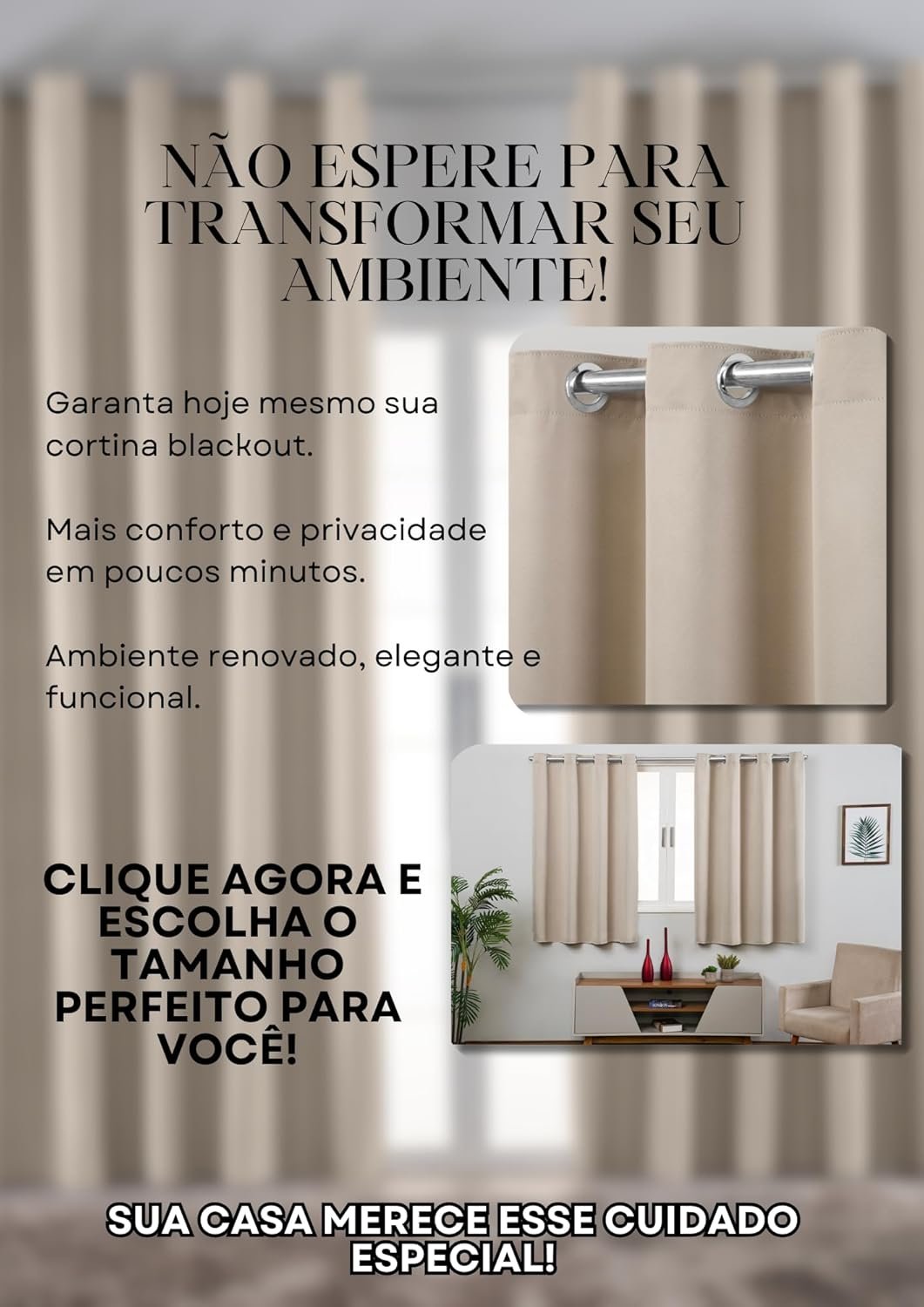 Cortina Blackout Térmica Vários Tamanhos com Ilhós Cromado |... - Imagem 6